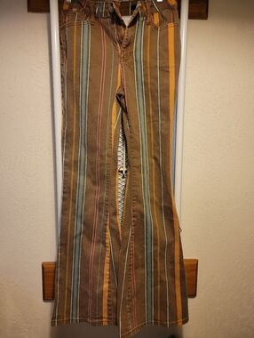 Judy Blue Brown Multi-Stripe Flared Jeans